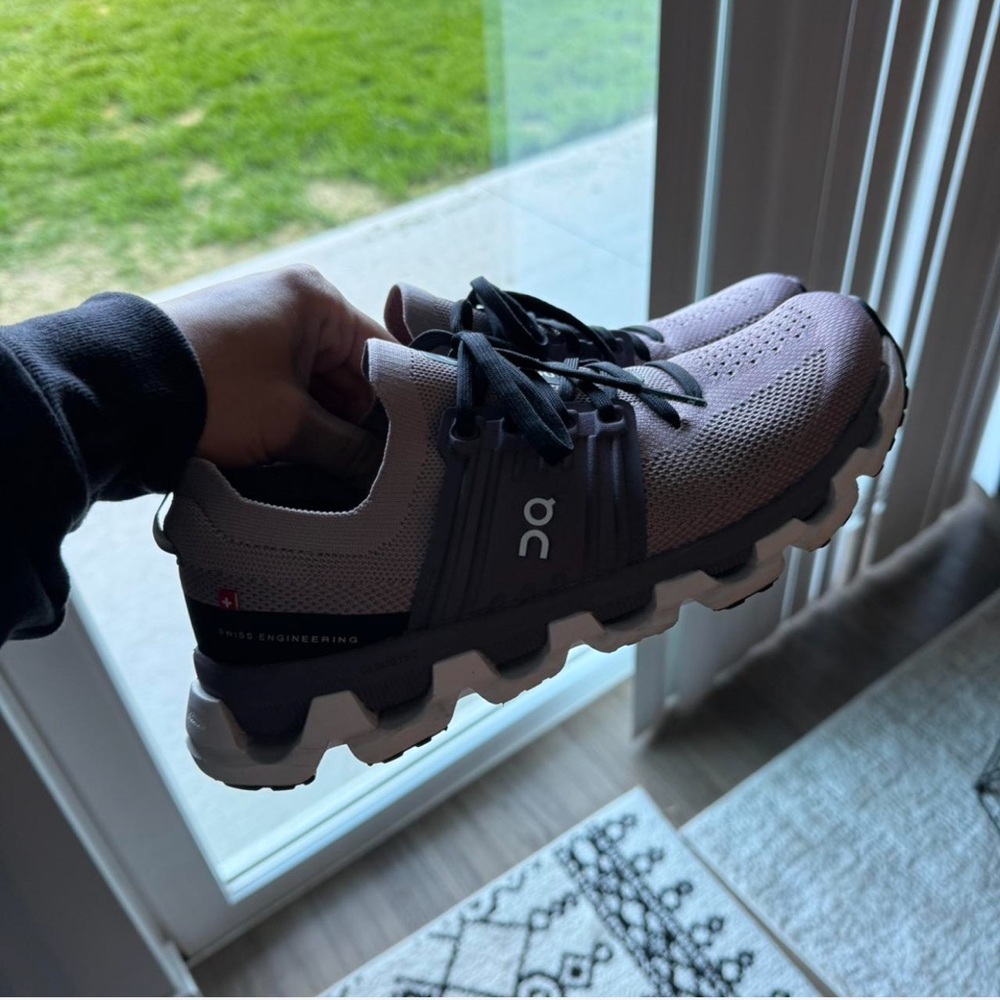 On Running Gray and Black Athletic Shoes with Cloud Technology